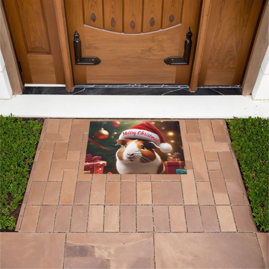 De kleine helper van de Kerstman: het kerstcavia Deurmat (Buiten)
