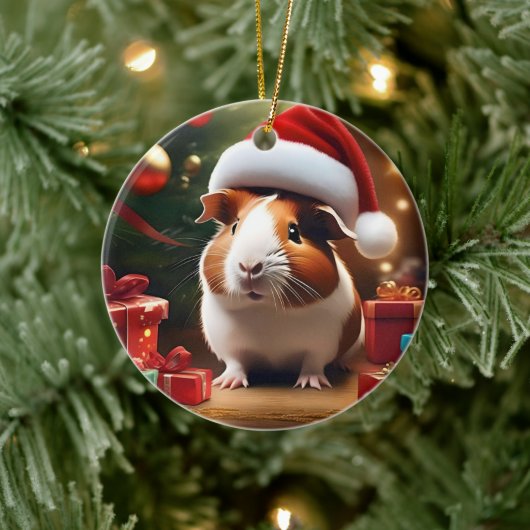 De kleine helper van de Kerstman: het kerstcavia Keramisch Ornament (Boom)