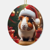 De kleine helper van de Kerstman: het kerstcavia Keramisch Ornament (Links)