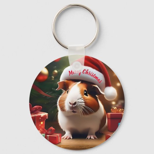 De kleine helper van de Kerstman: het kerstcavia Sleutelhanger (Voorkant)