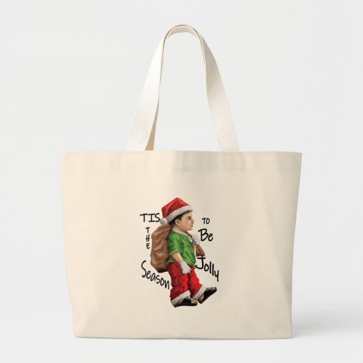 De kleine helper van de Kerstman in actie Grote Tote Bag (Voorkant)