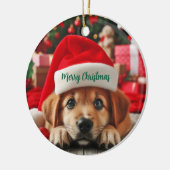 De kleine helper van de Kerstman Keramisch Ornament (Links)