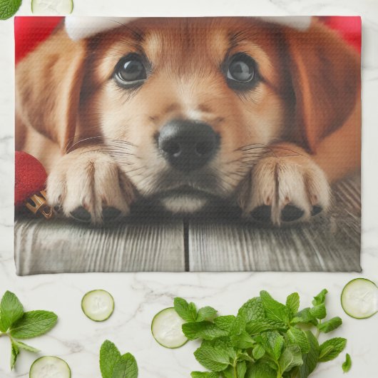 De kleine helper van de Kerstman Theedoek (Gevouwen)