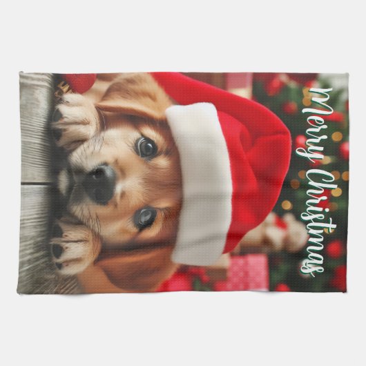 De kleine helper van de Kerstman Theedoek (Horizontaal)