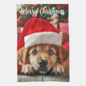 De kleine helper van de Kerstman Theedoek (Verticaal)