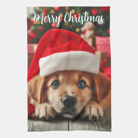 De kleine helper van de Kerstman Theedoek (Verticaal)