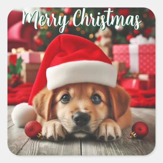 De kleine helper van de Kerstman Vierkante Sticker (Voorkant)