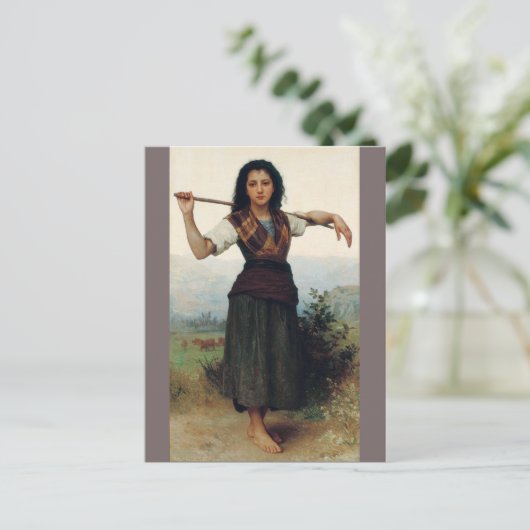 De kleine herderst van Bouguereau Briefkaart (Staand voorkant)