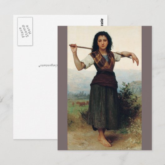 De kleine herderst van Bouguereau Briefkaart (Voorkant / Achterkant)