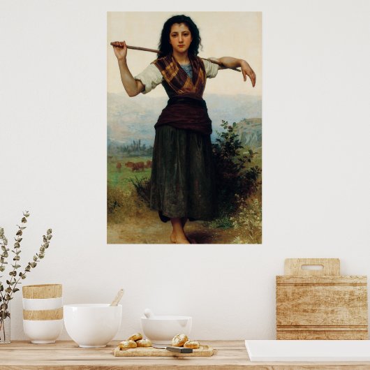 De kleine herderst van Bouguereau Poster (Keuken)