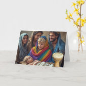 De kleine homo drummer Boy LGBTQIA+ kerst Kaart (Gele Bloem)