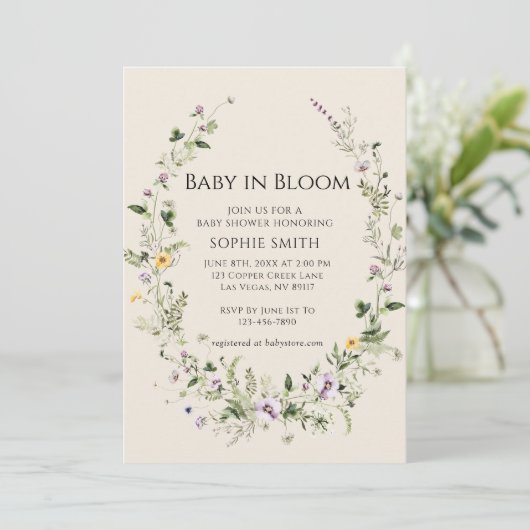 De kleine in Bloom Baby shower Kaart (Staand voorkant)