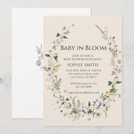 De kleine in Bloom Baby shower Kaart (Voorkant / Achterkant)