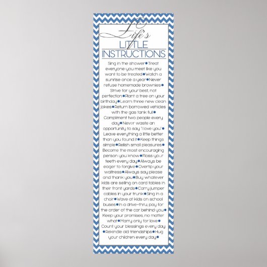 De kleine instructies van het leven Navy Blue Poster (Voorkant)