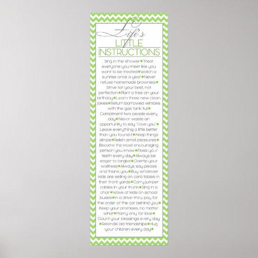 De kleine instructies van het leven, zoals groen poster (Voorkant)