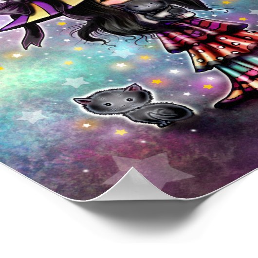 De kleine kattenliefhebber Schattigee heks met twe Poster (Hoek)