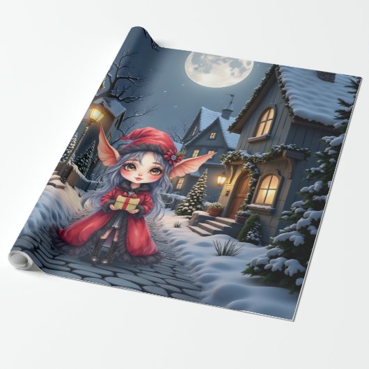 De Kleine Kerstboodschapper. Cadeaupapier (Uitgerold)