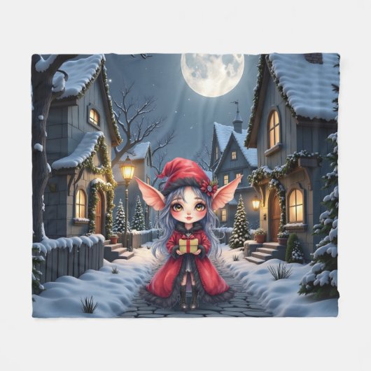 De Kleine Kerstboodschapper.  Fleece Deken (Voorkant (Horizontaal))