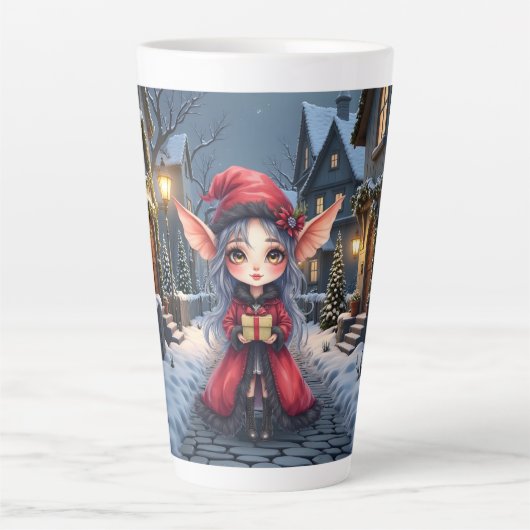 De Kleine Kerstboodschapper. Latte Mok (Voorkant)