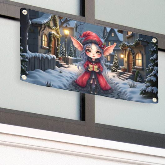 De Kleine Kerstboodschapper. Spandoek (Buitenkant Gebouw)