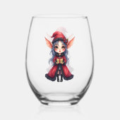 De Kleine Kerstboodschapper. Wijnglas Zonder Voet (Achterkant)