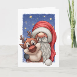 De kleine kerstman en zijn kleine rendier kaart