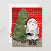 De kleine kerstman Robo-x9 Decoreert zijn kerstboo Feestdagenkaart (Voorkant / Achterkant)