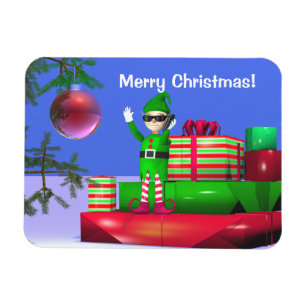 De kleine Kerstmis Elf die op cadeaus staat Magneet