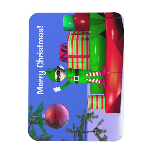 De kleine Kerstmis Elf die op cadeaus staat Magneet (Verticaal)