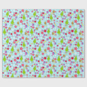 De kleine knuppel | Blauwe Snowflake-kerstpatte Cadeaupapier (Vlak)