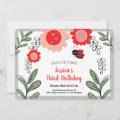 De kleine Ladybug Girls Birthday Party Invitations Kaart (Voorkant)