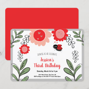 De kleine Ladybug Girls Birthday Party Invitations Kaart