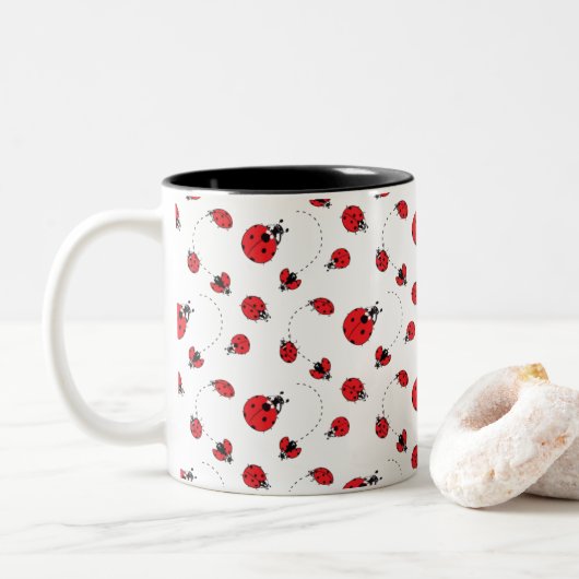 De kleine Ladybugs Tweekleurige Koffiemok (Met donut)
