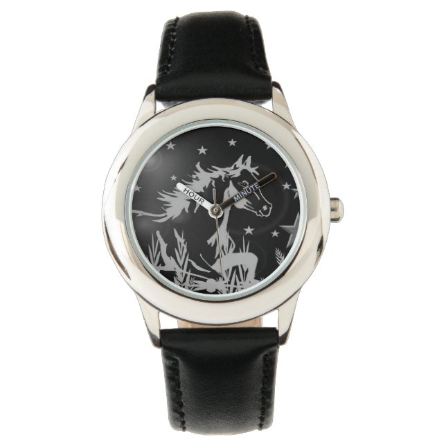 De kleine lieve pony, zwart horloge (Voorkant)