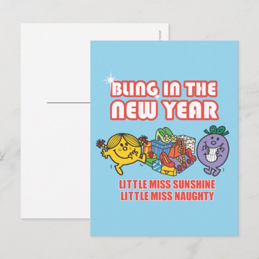 De kleine Miss Sunshine en de kleine Miss Naughty Briefkaart (Voorkant / Achterkant)