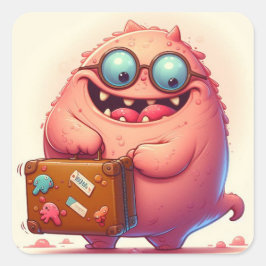 "De kleine monster vertrekt op vakantie" Vierkante Sticker