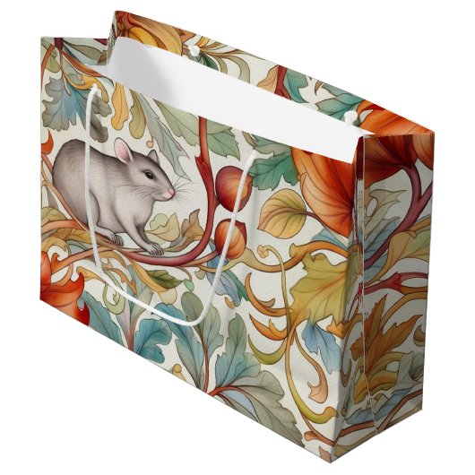 De kleine muis op de bladeren groot cadeauzakje (Voorkant Gekanteld)