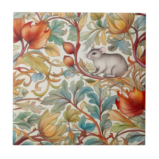 De kleine muis op de bladeren tegeltje (Voorkant)