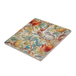 De kleine muis op de bladeren tegeltje