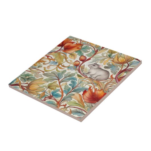 De kleine muis op de bladeren tegeltje (Zijkant)