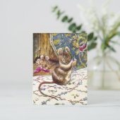 De kleine muizen zijn bezig met naaien briefkaart (Staand voorkant)