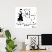 De kleine Nederlandse jongen stopt een lek in een  Poster (Thuiskantoor)