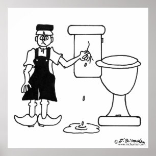 De kleine Nederlandse jongen stopt een lek in een Poster