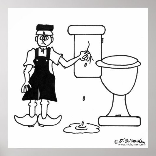 De kleine Nederlandse jongen stopt een lek in een  Poster (Voorkant)