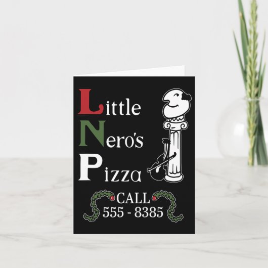 De kleine Nero's Pizza Kerstmis Kaart (Voorkant)