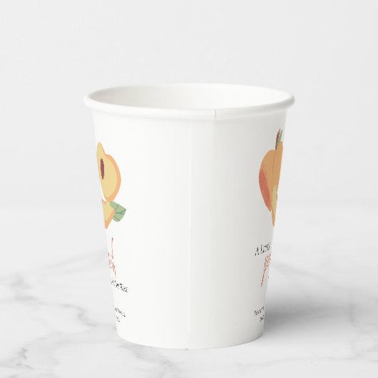 De kleine Perziker is onderweg Baby shower Cute Papieren Bekers (Rechts)