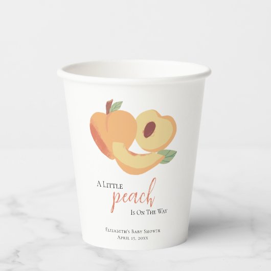 De kleine Perziker is onderweg Baby shower Cute Papieren Bekers (Voorkant)