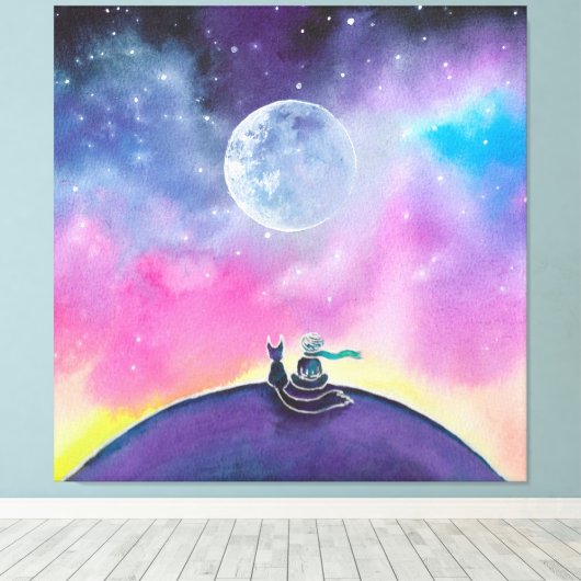 De kleine prins canvas afdruk (Insitu (Houten vloer))