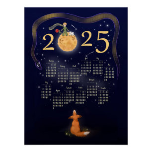 De Kleine Prins kalender 2025. kind kalender 2025 Perfect Poster
