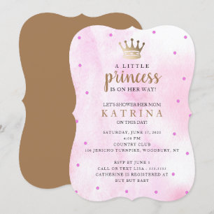 De kleine prinses is onderweg. Roze Baby shower Kaart